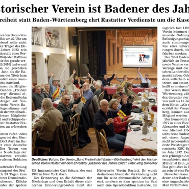 Historischer Verein Rastatt wird ausgezeichnet